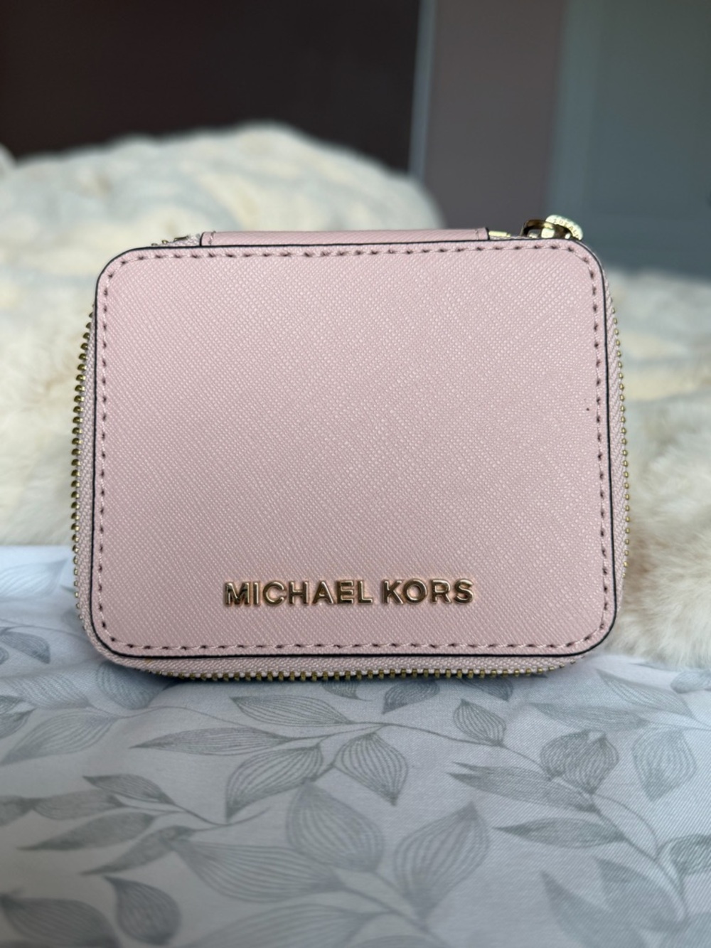 Michael Kors Pink Jewelry Case Travel Organizer Zip Saffiano Leather